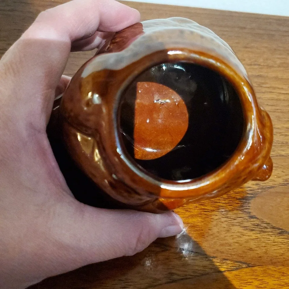 Vintage Hand Painted Honey Bear‎ Jar With Lid without dipping stick